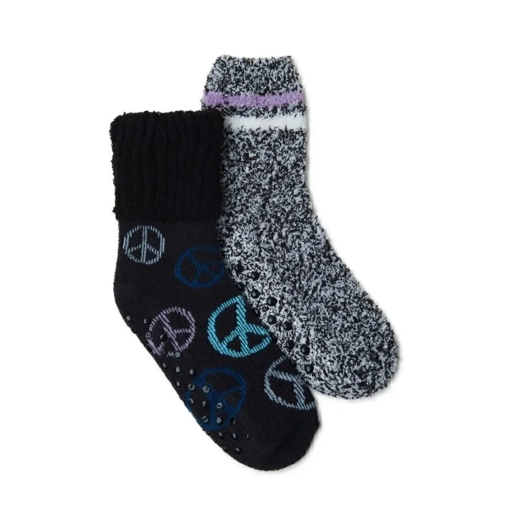 Women's Ultra Soft Fuzzy Lounge Socks 2-Pack Shoe Size 4-10